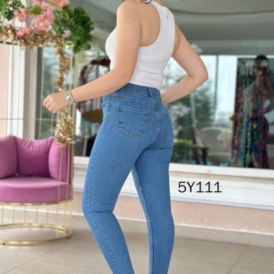 شلوار جین دارپاچه استرچ مدل 5y111 - ORTA MAVİ