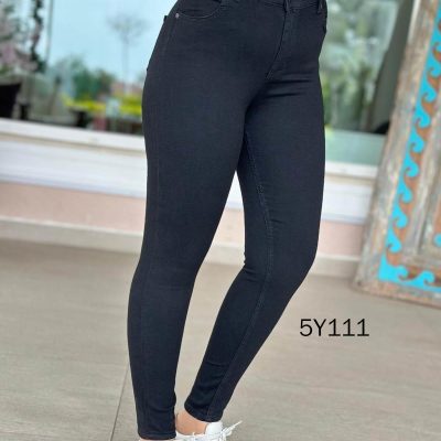 شلوار جین دارپاچه استرچ مدل 5y111 - مشکی