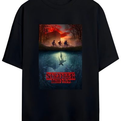تیشرت مردانه و زنانه STRANGER THINGS پنبه‌ای - Siyah(MODEL9)