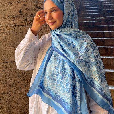شال پنبه‌ای طرح رترو سری Aura مدل قهوه‌ای ps53 - Bebe Mavi
