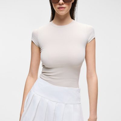 تیشرت زنانه HOPEWELL یقه گرد اسلیم فیت رنگ سنگی