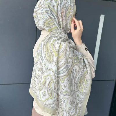 شال طرح ویکتوریایی تاریخی - گلد - Açık Yeşil