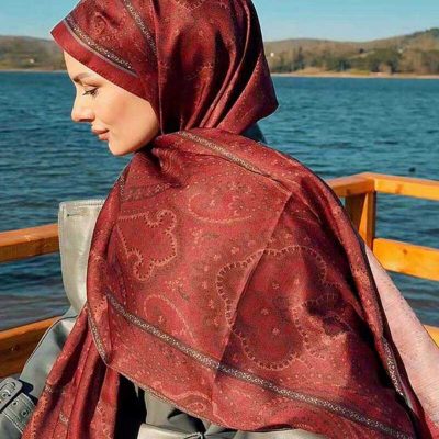 شال طرح ویکتوریایی تاریخی - گلد - قرمز