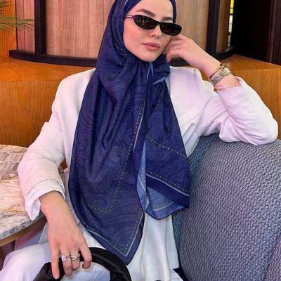شال طرح ویکتوریایی تاریخی - گلد - سورمه‌ای
