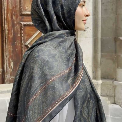 شال طرح ویکتوریایی بیضا حوری مدل تاریخی - سبز تیره