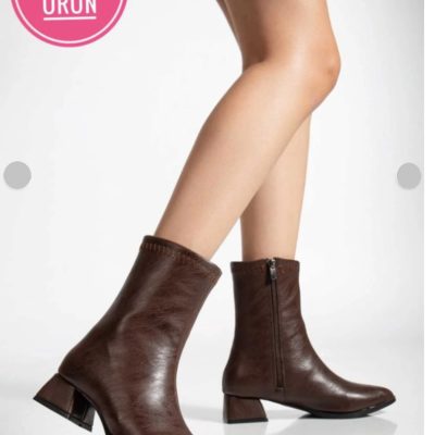 Kadın Kahverengi Orta Boy Bot | Günlük Kısa Topuklu Ortadan Dikişli Bot | Sivri Burun Bot | Boots