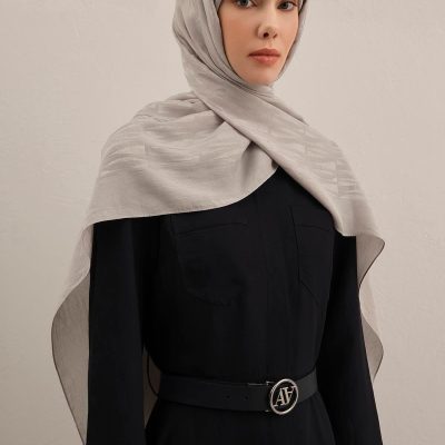 شال لیوسل - مدل 3 - رنگ قهوه تلخ 10 - خاکستری