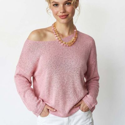 پیراهن زنانه 6933 یقه قایقی نازک فصلی تریکو مشکی - Şeker Pembe
