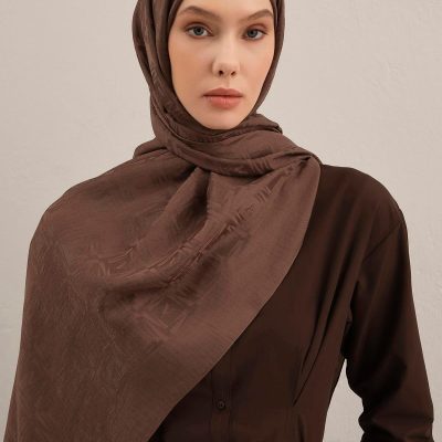 شال Lyocell Naia Kare مونوگرام 6 02 - Tozlu Kahverengi