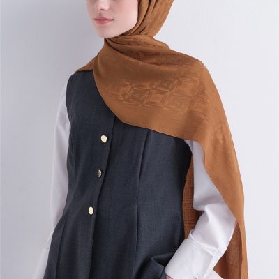 شال Lyocell Naia Kare مونوگرام 6 02 - AÇIK  KAHVE