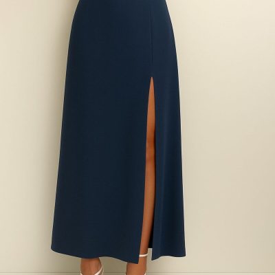 دامن پارچه زنانه سورمه‌ای AL SU Butik