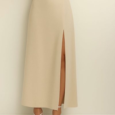 دامن پارچه زنانه بژ AL SU Butik