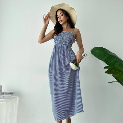 لباس مجلسی زنانه شیک با پارچه ساتن و دوخت دقت بالا - çizgili