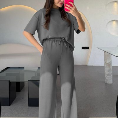 ست تاپ و شلوار زنانه مدل تابستانه ترند - دودی