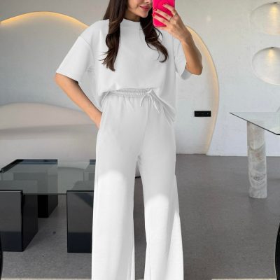 ست تاپ و شلوار زنانه مدل تابستانه ترند - سفید