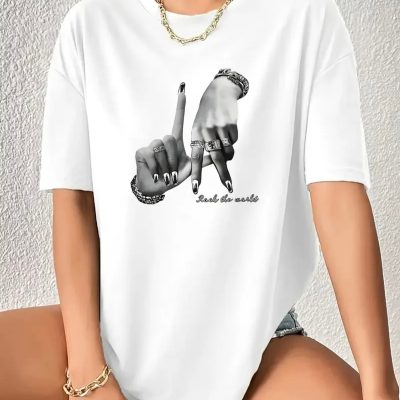 EL BASKILI OVERSİZE KADIN/ERKEK UNISEX T-SHİRT