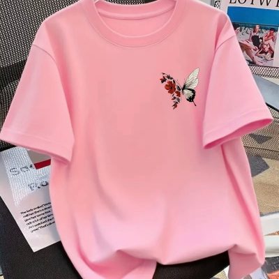 تیشرت اورسایز طرح قلب GOOD NIGHT - PEMBE3