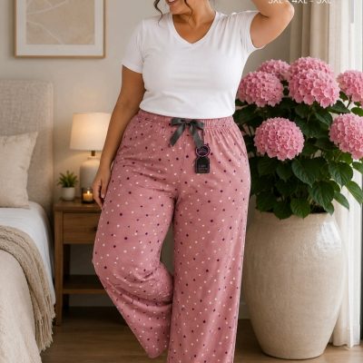 شلوار پیژامه مردانه ویسکون باتال سایز بزرگ مدل 6020 - Koyu Pembe