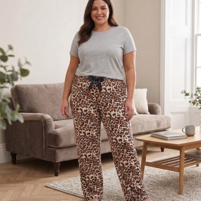شلوار پیژامه مردانه ویسکون باتال سایز بزرگ مدل 6020 - Leopar