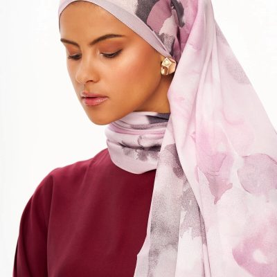 شال طرح دار فرانسوی Brume d’Amour ابریشم نرم سبز - Pastel Pembe