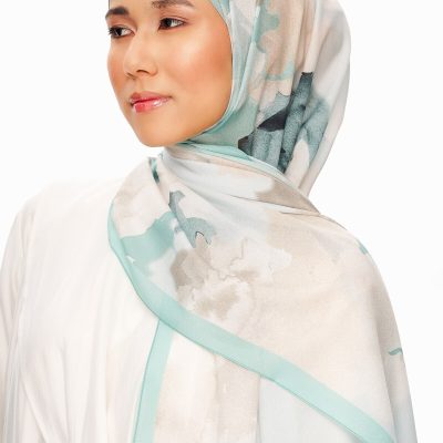 شال طرح دار فرانسوی Brume d’Amour ابریشم نرم سبز