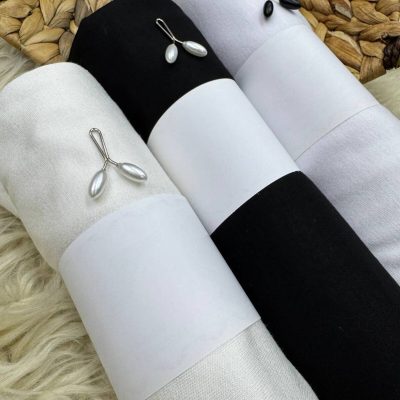 ست ۳ عددی شال پنبه‌ای - Siyah-beyaz-EKUR