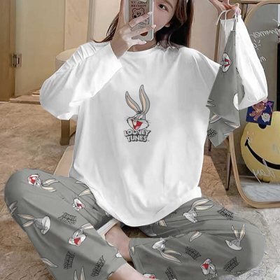 پاجاما زنانه Bahd Bugs Bunny مدل 2984 - آستین بلند و فوق‌نرم