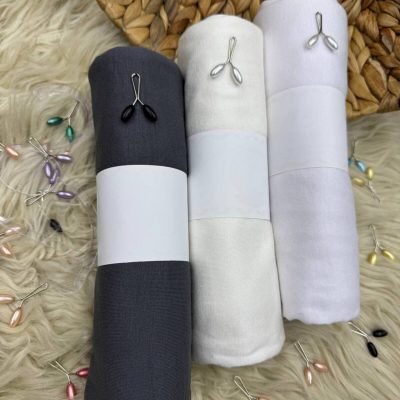 ست ۳ عددی شال پنبه‌ای - koyu Gri-Beyaz-Ekur