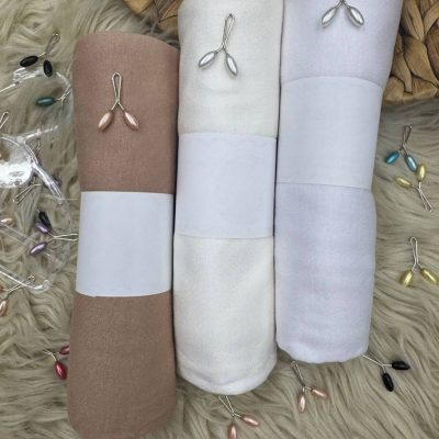 ست ۳ عددی شال پنبه‌ای - koyu Bej-Beyaz-Ekur