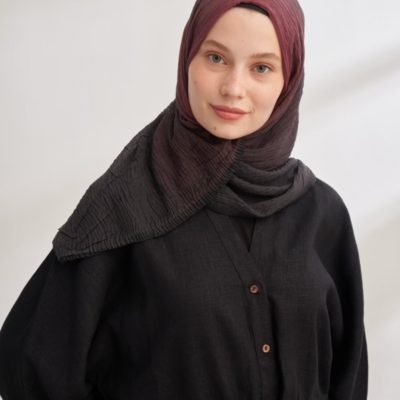 MÜSLİN BİYELİ DEGRADE ŞAL - SİYAH-BORDO