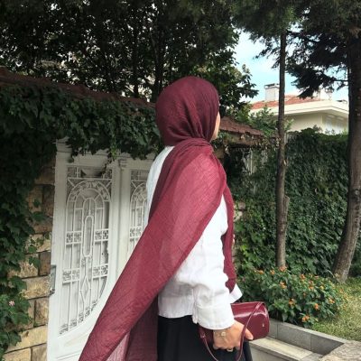 MÜSLİN BİYELİ DEGRADE ŞAL - BURGUNDY-BORDO