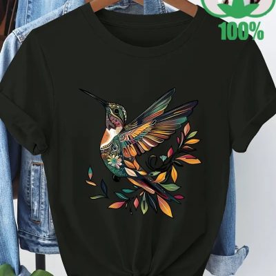 تیشرت پنبه‌ای اورسایز کبوتر رنگی - مشکی