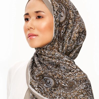 شال سوپریور پرل پالاس مدل اتنیک طرح دار مشکی - Acı kahve