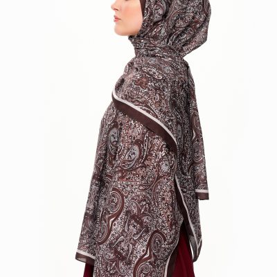 شال سوپریور پرل پالاس مدل اتنیک طرح دار مشکی - Acı bordo