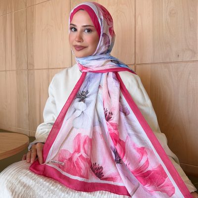 شال زنانه طرح دار بامبو کراش تو دوربان - Fuşya