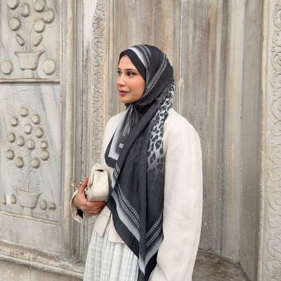 شال زنانه طرح دار بامبو کراش تو دوربان - Siyah-beyaz
