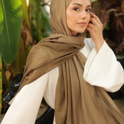 شال زنانه طرح دار بامبو کراش تو دوربان - Haki Degrade