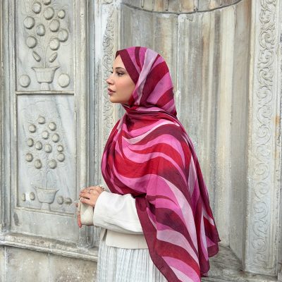 شال زنانه طرح دار بامبو کراش تو دوربان - چندرنگ