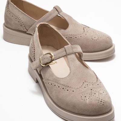 کفش لوفری زنانه چرمی بژ Luvishoes