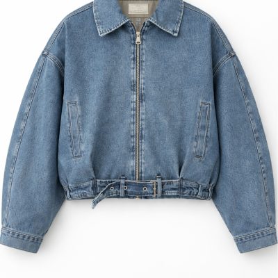 کت بایکر چرم مصنوعی زنانه اورسایز با کمربند | جدیدترین مدل بمبر زنانه - Denim