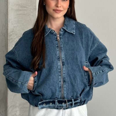 کت بمبر چرم مصنوعی یقه‌دار Moda Armanc