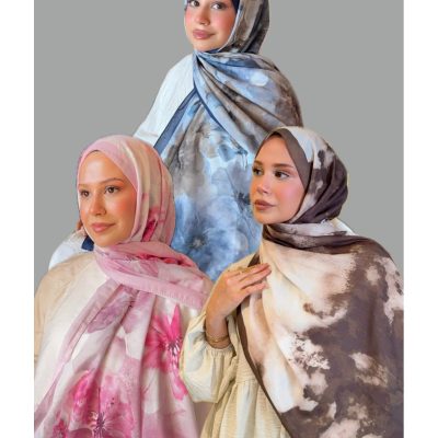 ست شال نرم پنبه‌ای ۳ عددی باکس هدیه - Kahve Pembe Mavi
