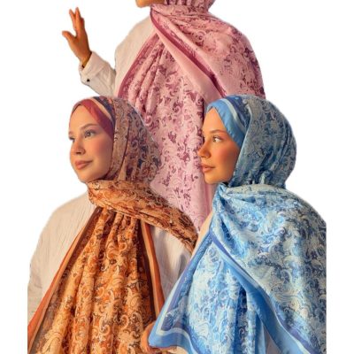 ست شال نرم پنبه‌ای ۳ عددی باکس هدیه - Kiremit Pembe Mavi