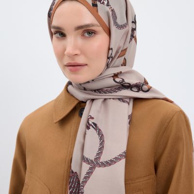 شال کتان توئیل لینکاژ نارنجی - Linkage Taş