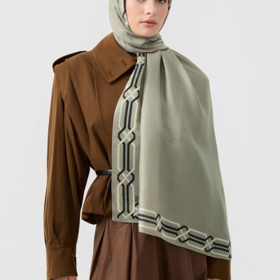 شال کتان توئیل لینکاژ نارنجی - İnterlock Taş