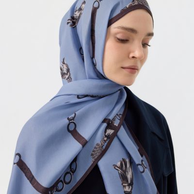 شال کتان توئیل لینکاژ نارنجی - Linkage Uçuk Mavi