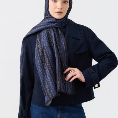 شال کتان توئیل لینکاژ نارنجی - Chain Lacivert