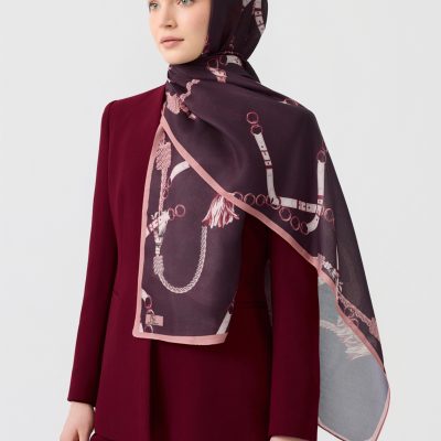 شال کتان توئیل لینکاژ نارنجی - Linkage Mürdüm Eriği