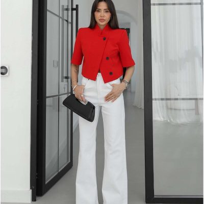 Beyaz Tintli Wide Leg Jean