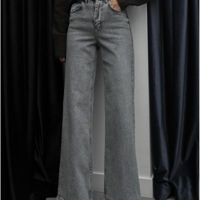 Gri Tintli Wide Leg Jean